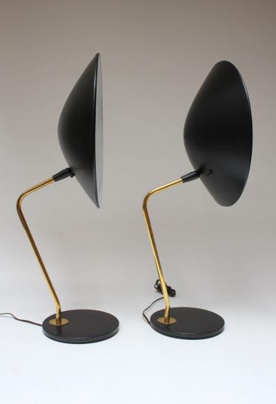  Lightolier Pair of Gerald Thurston for Lightolier Brass and Metal Table Lamps