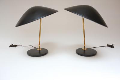  Lightolier Pair of Gerald Thurston for Lightolier Brass and Metal Table Lamps
