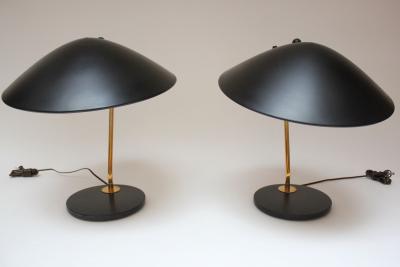  Lightolier Pair of Gerald Thurston for Lightolier Brass and Metal Table Lamps
