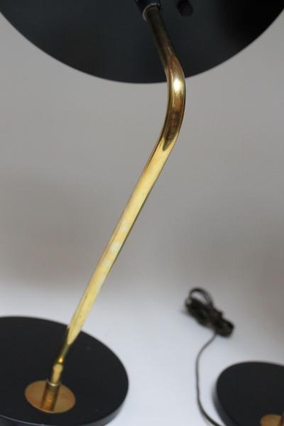  Lightolier Pair of Gerald Thurston for Lightolier Brass and Metal Table Lamps