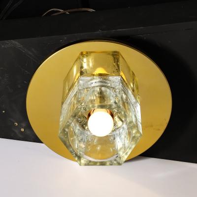  Lightolier Pair of Mid Century Hexagonal Shade Glass Flush Mount Chandelier by Lightolier