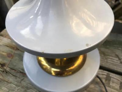  Lightolier Space Age Pair UFO Grey Gerald Thurston style Lamps Lightolier Mid Century