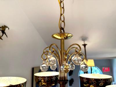  Lightolier Vintage Lightolier 5 Light Perforated Brass Chandelier