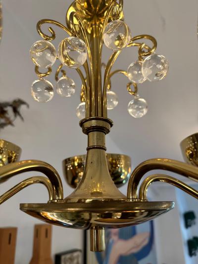  Lightolier Vintage Lightolier 5 Light Perforated Brass Chandelier