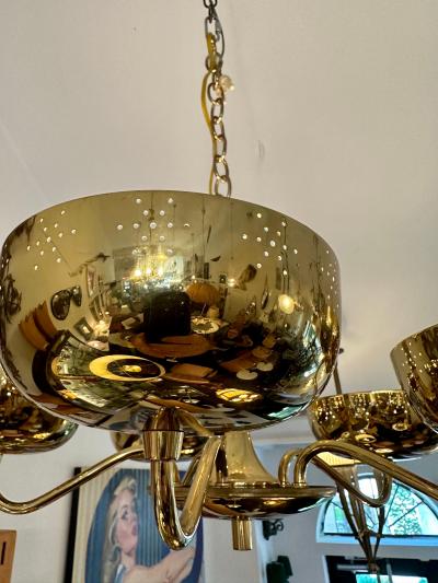  Lightolier Vintage Lightolier 5 Light Perforated Brass Chandelier