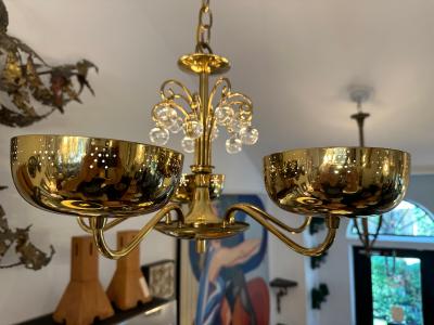  Lightolier Vintage Lightolier 5 Light Perforated Brass Chandelier