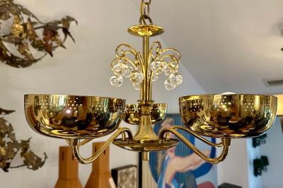  Lightolier Vintage Lightolier 5 Light Perforated Brass Chandelier