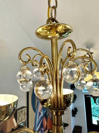  Lightolier Vintage Lightolier 5 Light Perforated Brass Chandelier