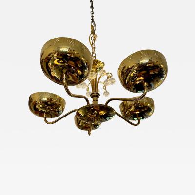  Lightolier Vintage Lightolier 5 Light Perforated Brass Chandelier