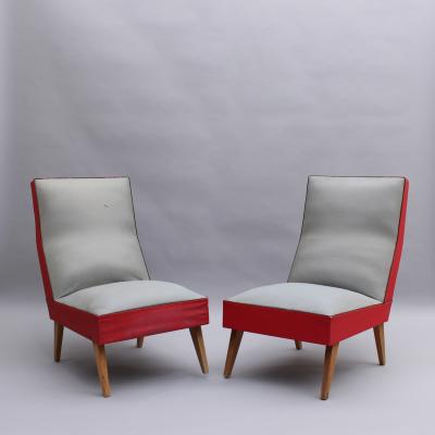 Ligne Roset Co 2 Pairs of French 1950s Lounge Chairs by Roset