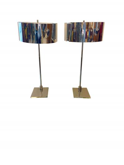  Ligne Roset Co Ligne Roset Chrome Desk Lamp Pair