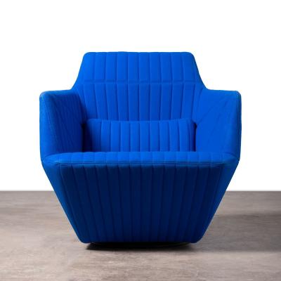  Ligne Roset Co Ligne Roset Facett Swivel Lounge Chair in Royal Blue Divina Melange Wool