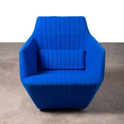  Ligne Roset Co Ligne Roset Facett Swivel Lounge Chair in Royal Blue Divina Melange Wool