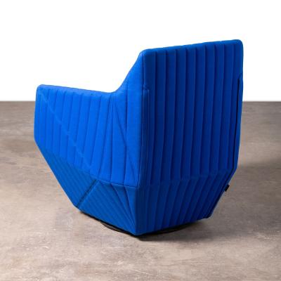  Ligne Roset Co Ligne Roset Facett Swivel Lounge Chair in Royal Blue Divina Melange Wool