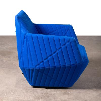  Ligne Roset Co Ligne Roset Facett Swivel Lounge Chair in Royal Blue Divina Melange Wool