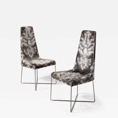  Ligne Roset Co Ligne Roset High Back Pair of Slipper Chairs by SODA Design in Jacquard Chenille