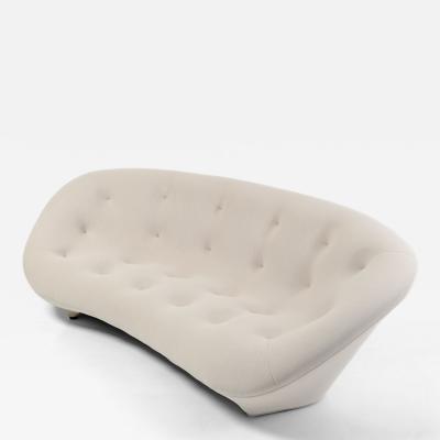  Ligne Roset Co Ligne Roset Ploum Three Seater High Back Sofa in Off White Cream Wool Fabric