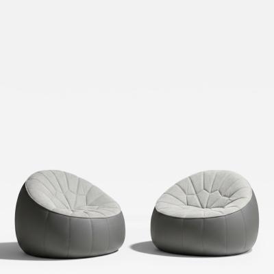  Ligne Roset Co Pair of Impeccable Ottoman Armchairs by No Duchaufour Lawrance for Ligne Roset