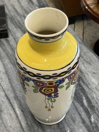  Limoges French Art Deco Hand Painted Limoges Porcelain Vase J Lusca Dijon