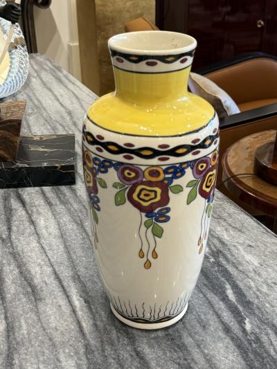  Limoges French Art Deco Hand Painted Limoges Porcelain Vase J Lusca Dijon