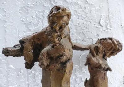  Linda Goodman Linda Goodman Brutalist Bronze Figurative Sculpture