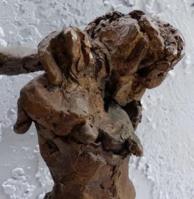  Linda Goodman Linda Goodman Brutalist Bronze Figurative Sculpture