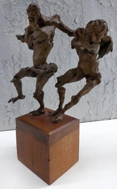  Linda Goodman Linda Goodman Brutalist Bronze Figurative Sculpture