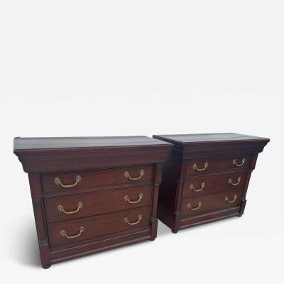  Lineage Pair of three drawer Empire Style commodes by Lineage