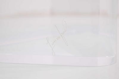  Lion in Frost Lion in Frost Signed Thick Lucite Cocktail Table
