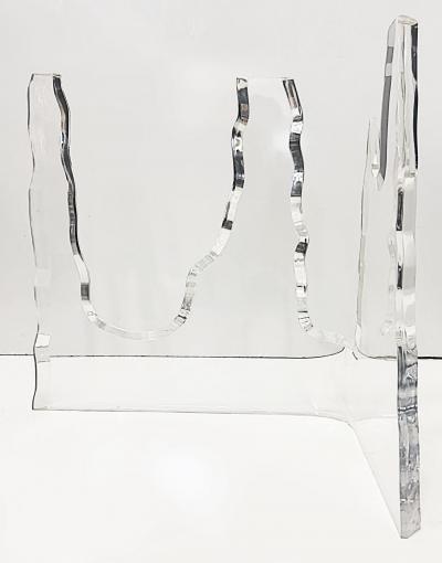  Lion in Frost Vintage Lion in Frost Attributed Thick Lucite Side Tables Pair Beveled Glass