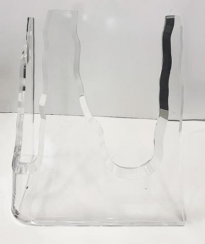  Lion in Frost Vintage Lion in Frost Attributed Thick Lucite Side Tables Pair Beveled Glass