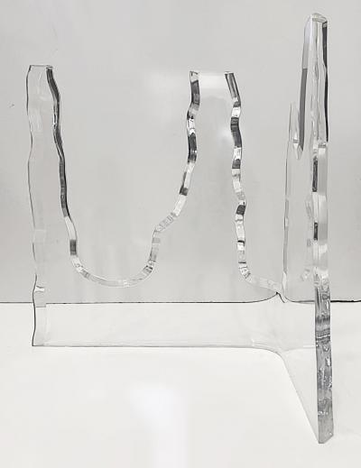  Lion in Frost Vintage Lion in Frost Attributed Thick Lucite Side Tables Pair Beveled Glass