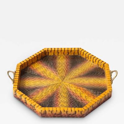  Lobel Originals Lobel Originals Octagonal Tray in Plum Gray and Sunflower Python New