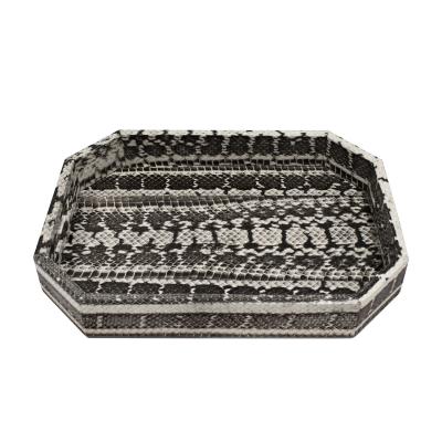  Lobel Originals Lobel Originals Pair of Octagonal Trays in Black and White Python 2024 Signed 