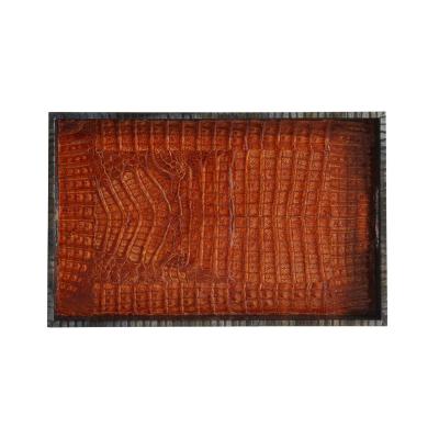  Lobel Originals Lobel Originals Rectangular Tray in Burnt Orange Alligator and Gray Python New