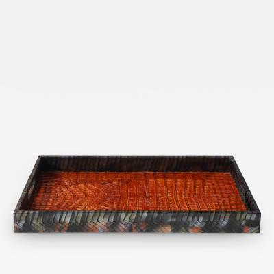  Lobel Originals Lobel Originals Rectangular Tray in Burnt Orange Alligator and Gray Python New