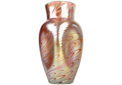  Loetz Art Nouveau Glass Vase by Loetz Witwe Phenomen Rosa Iridescent ca 1902