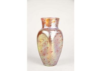 Loetz Art Nouveau Glass Vase by Loetz Witwe Phenomen Rosa Iridescent ca 1902