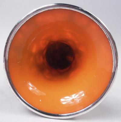  Loetz Glass Antique Loetz Art Nouveau Orange Green Silver Overlay Vase