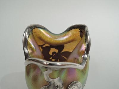  Loetz Glass Gorgeous Loetz Silberiris Art Nouveau Silver Overlay Vase