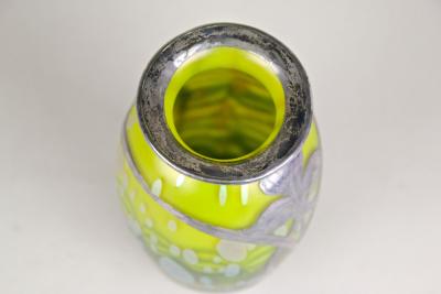  Loetz Loetz Witwe Glass Vase Cytisus Yellow with Silver Overlay CZ circa 1902