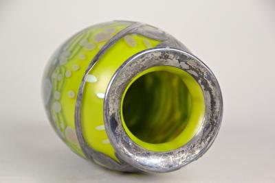  Loetz Loetz Witwe Glass Vase Cytisus Yellow with Silver Overlay CZ circa 1902