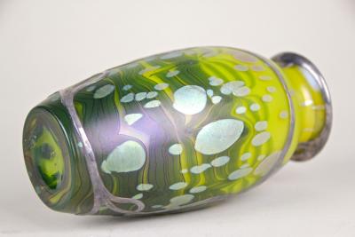  Loetz Loetz Witwe Glass Vase Cytisus Yellow with Silver Overlay CZ circa 1902