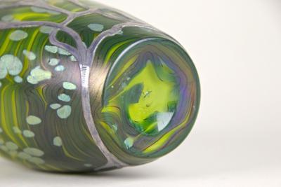  Loetz Loetz Witwe Glass Vase Cytisus Yellow with Silver Overlay CZ circa 1902