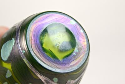  Loetz Loetz Witwe Glass Vase Cytisus Yellow with Silver Overlay CZ circa 1902