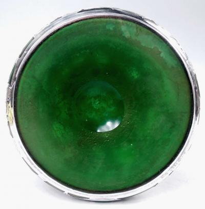  Loetz Tall Loetz Art Nouveau Green Vase with Alvin Silver Overlay