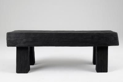  Logniture Black Burnt Wood Brutalist Bench Outdoor Indoor Natural and Eco Friendly