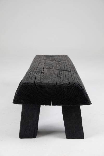  Logniture Black Burnt Wood Brutalist Bench Outdoor Indoor Natural and Eco Friendly