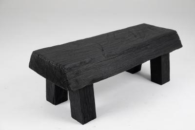  Logniture Black Burnt Wood Brutalist Bench Outdoor Indoor Natural and Eco Friendly