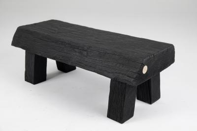  Logniture Black Burnt Wood Brutalist Bench Outdoor Indoor Natural and Eco Friendly